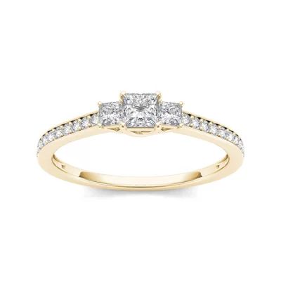 2 CT.T.W. Natural Diamond 14K Yellow Gold 3-Stone Engagement Ring