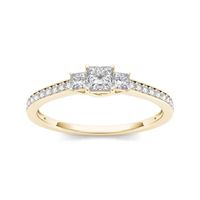2 CT.T.W. Natural Diamond 14K Yellow Gold 3-Stone Engagement Ring
