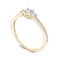 2 CT.T.W. Natural Diamond 14K Yellow Gold 3-Stone Engagement Ring