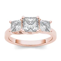 2 CT.T.W. Natural Diamond 14K Rose Gold 3-Stone Engagement Ring