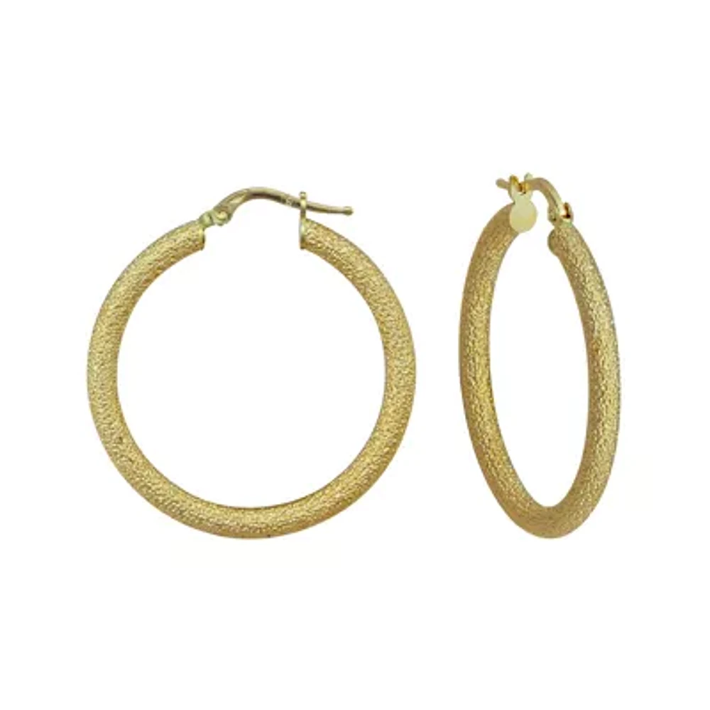 14K Yellow Gold Glitter Hoop Earrings