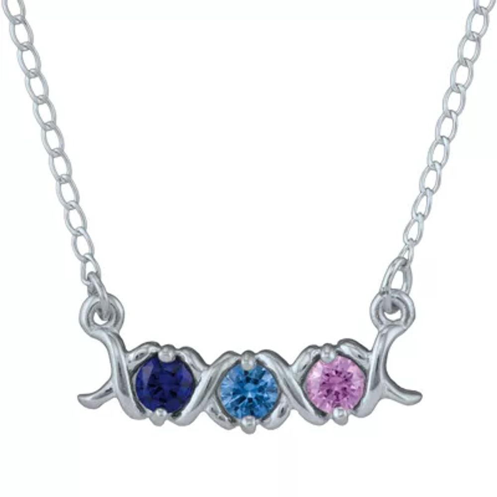 Personalized Xs and Os Birthstone Necklace