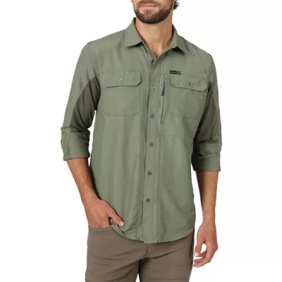 Wrangler® All Terrain Gear Mens Regular Fit Long Sleeve Button-Down Shirt