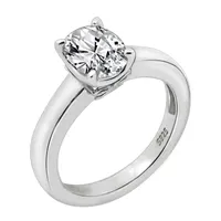 Womens 1 1/4 CT. T.W. Cubic Zirconia Sterling Silver Oval Engagement Ring