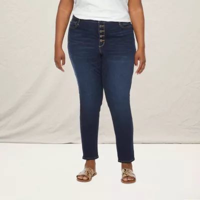 a.n.a-Plus Womens High Rise Button Fly Skinny Jean