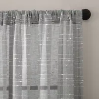 Clean Window Textured Slub Stripe Sheer Rod Pocket Single Curtain Panel