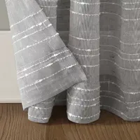 Clean Window Textured Slub Stripe Sheer Rod Pocket Single Curtain Panel