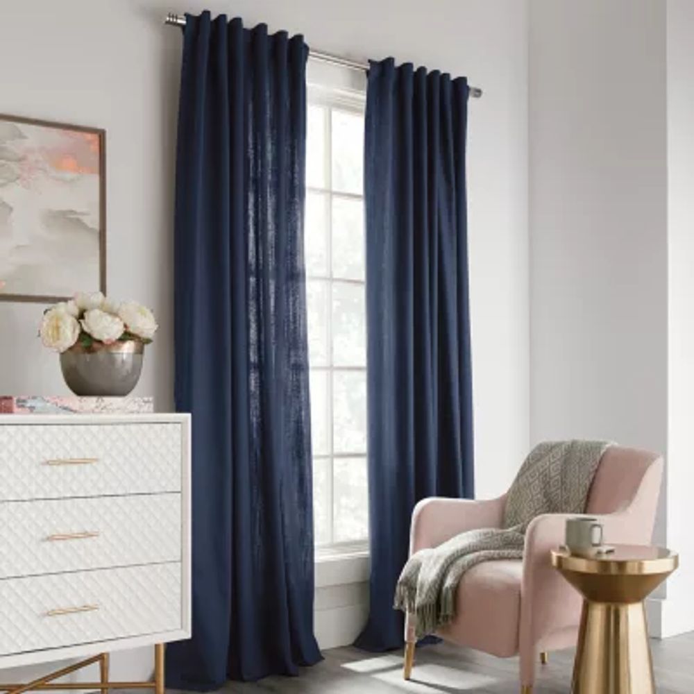 Liz Claiborne Nora 100% Cotton Light-Filtering Rod-Pocket Back-Tab Single Curtain Panel