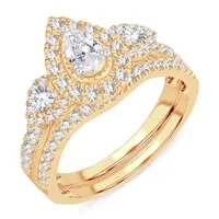 Womens 1 CT. T.W. Natural White Diamond 10K Gold Pear Bridal Set