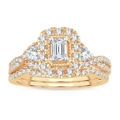 Womens 1 CT. T.W. Natural White Diamond 10K Gold Bridal Set