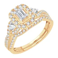 Womens 1 CT. T.W. Natural White Diamond 10K Gold Bridal Set