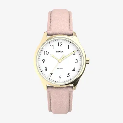 Timex Womens Pink Leather Strap Watch Tw2v25200jt