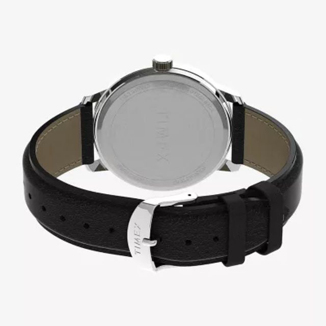 Timex Mens Black Leather Strap Watch Tw2v21400jt