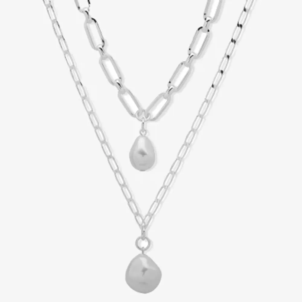 Worthington Toggle Pendant Simulated Pearl 19 Inch Curb Collar Necklace |  CoolSprings Galleria
