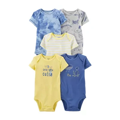 Carter's Baby Boys 5-pc. Round Neck Short Sleeve Bodysuit