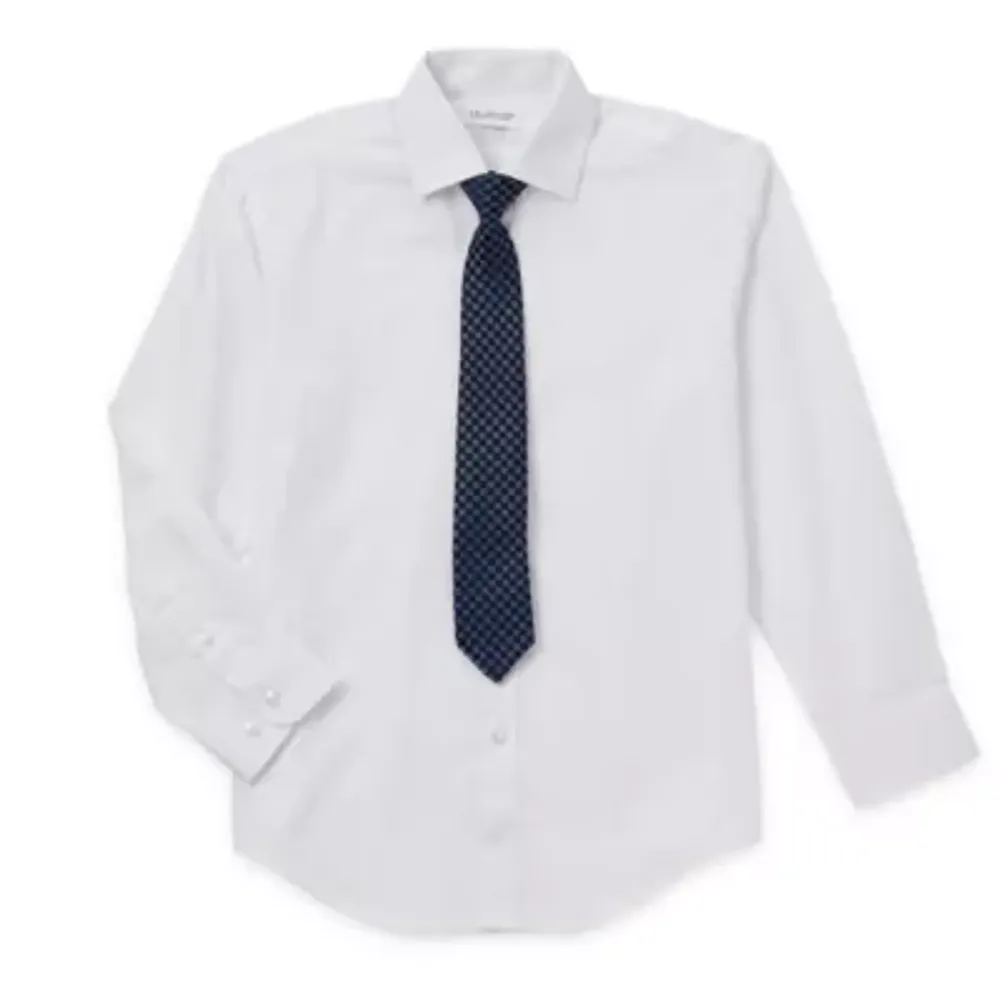 Collection By Michael Strahan Big Boys Spread Collar Long Sleeve Shirt + Tie Set