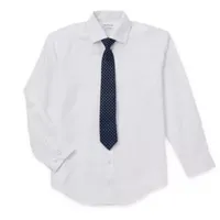 Collection By Michael Strahan Big Boys Spread Collar Long Sleeve Shirt + Tie Set