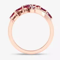 Womens Lead Glass-Filled Red Ruby 10K Rose Gold Bypass Cocktail Ring