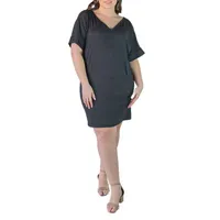 24seven Comfort Apparel Short Sleeve A-Line Dress Plus