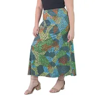 24seven Comfort Apparel Womens Mid Rise Long A-Line Skirt-Plus