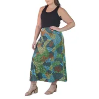 24seven Comfort Apparel Womens Mid Rise Long A-Line Skirt-Plus