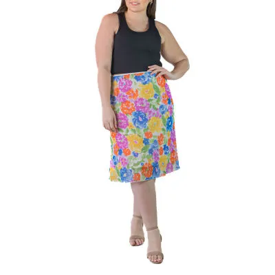 24seven Comfort Apparel Womens Mid Rise A-Line Skirt-Plus