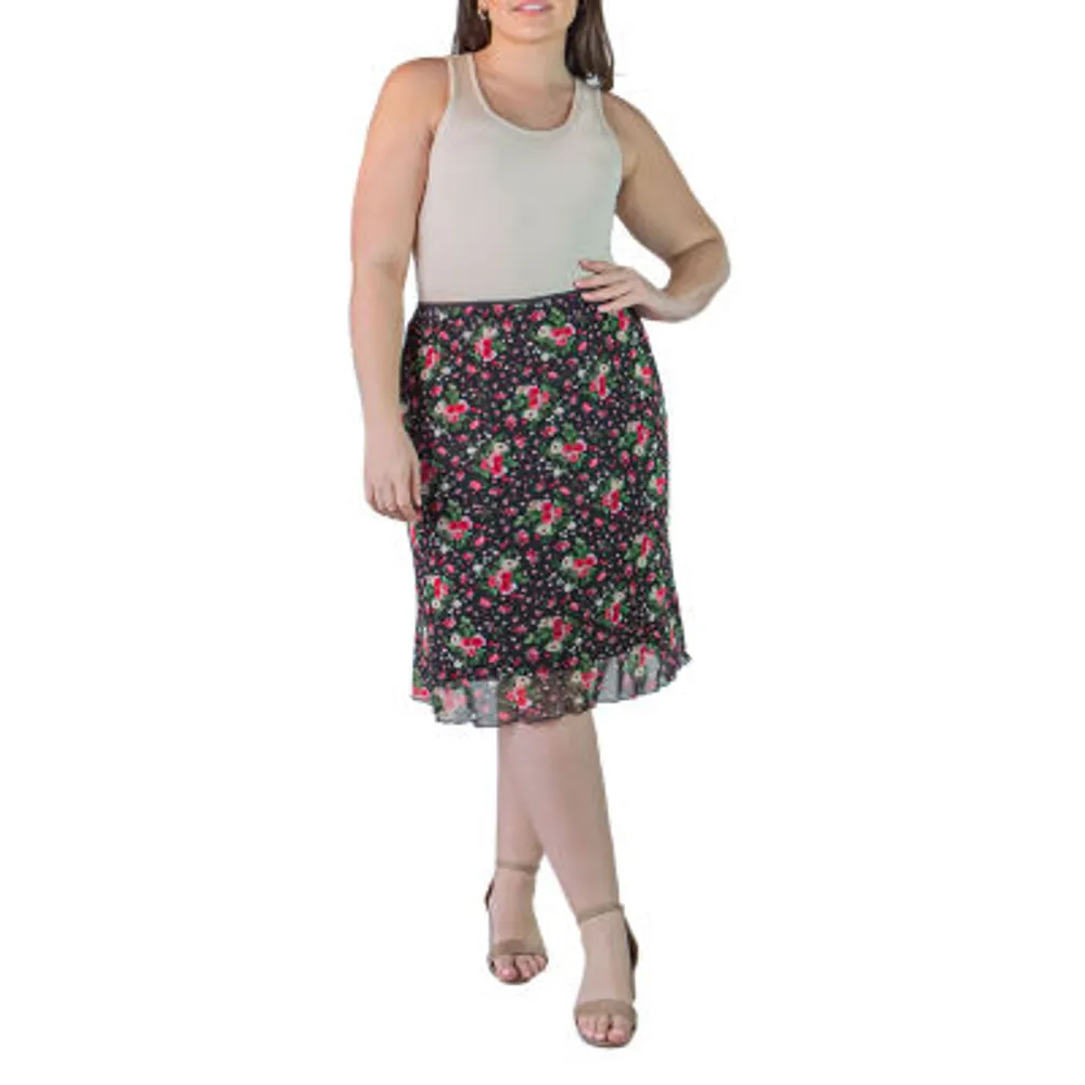 24seven Comfort Apparel Womens Mid Rise A-Line Skirt-Plus