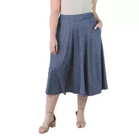 24seven Comfort Apparel Womens Mid Rise Midi A-Line Skirt-Plus