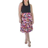 24seven Comfort Apparel Womens Mid Rise A-Line Skirt-Plus