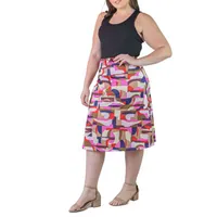 24seven Comfort Apparel Womens Mid Rise A-Line Skirt-Plus