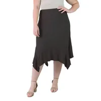 24seven Comfort Apparel Womens Mid Rise Midi A-Line Skirt-Plus