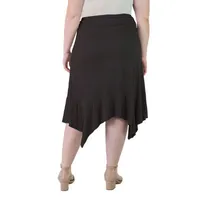 24seven Comfort Apparel Womens Mid Rise Midi A-Line Skirt-Plus