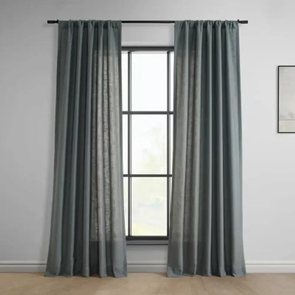 Exclusive Fabrics & Furnishing Classic Faux Linen Light-Filtering Rod Pocket Back Tab Single Curtain Panel