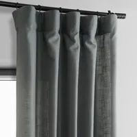 Exclusive Fabrics & Furnishing Classic Faux Linen Light-Filtering Rod Pocket Back Tab Single Curtain Panel