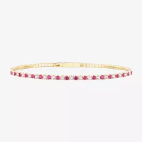 Lab Created Red Ruby 14K Gold Over Silver Sterling Silver Bangle Bracelet