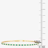 Lab Created Green Emerald 14K Gold Over Silver Sterling Silver Bangle Bracelet