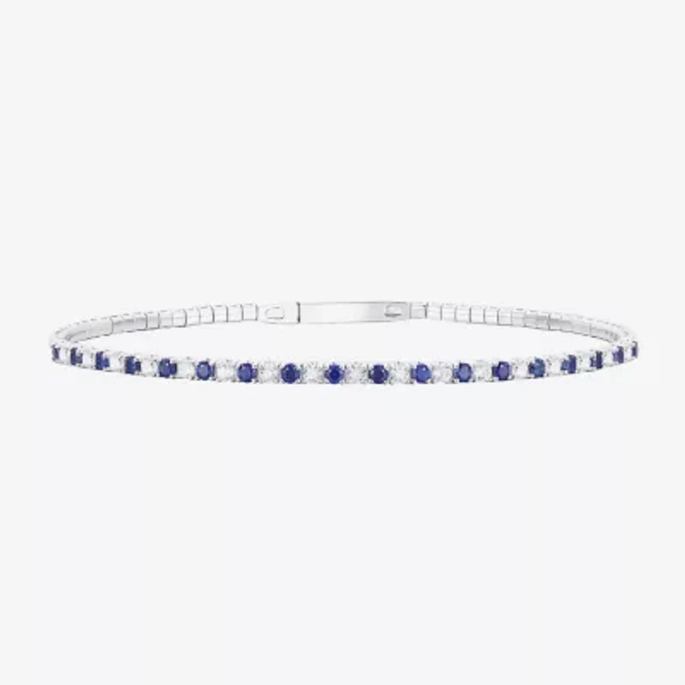 Lab Created Blue Sapphire Sterling Silver Bangle Bracelet