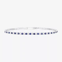 Lab Created Blue Sapphire Sterling Silver Bangle Bracelet