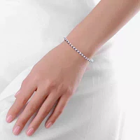 Lab Created Blue Sapphire Sterling Silver Bangle Bracelet