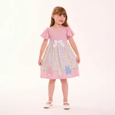 Bonnie Jean Toddler Girls Short Sleeve Flutter Fit + Flare Dress