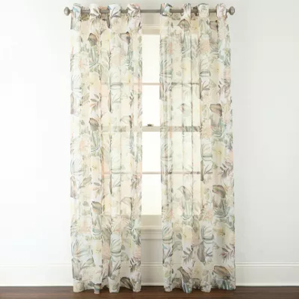 Liz Claiborne Lisette Printed Grommet Top Sheer Single Curtain Panels