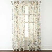 Liz Claiborne Lisette Printed Grommet Top Sheer Single Curtain Panels
