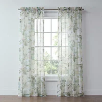 Liz Claiborne Lisette Printed Grommet Top Sheer Single Curtain Panels
