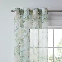 Liz Claiborne Lisette Printed Grommet Top Sheer Single Curtain Panels