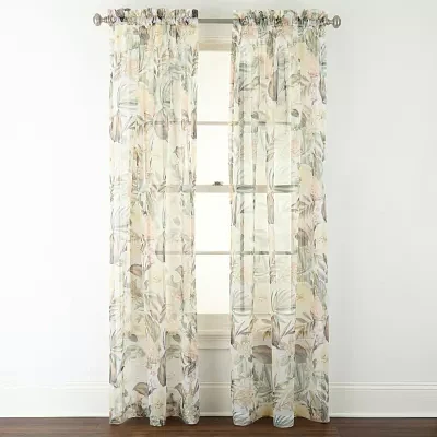 Liz Claiborne Lisette Printed Rod Pocket Sheer Single Curtain Panel