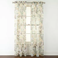 Liz Claiborne Lisette Printed Rod Pocket Sheer Single Curtain Panel
