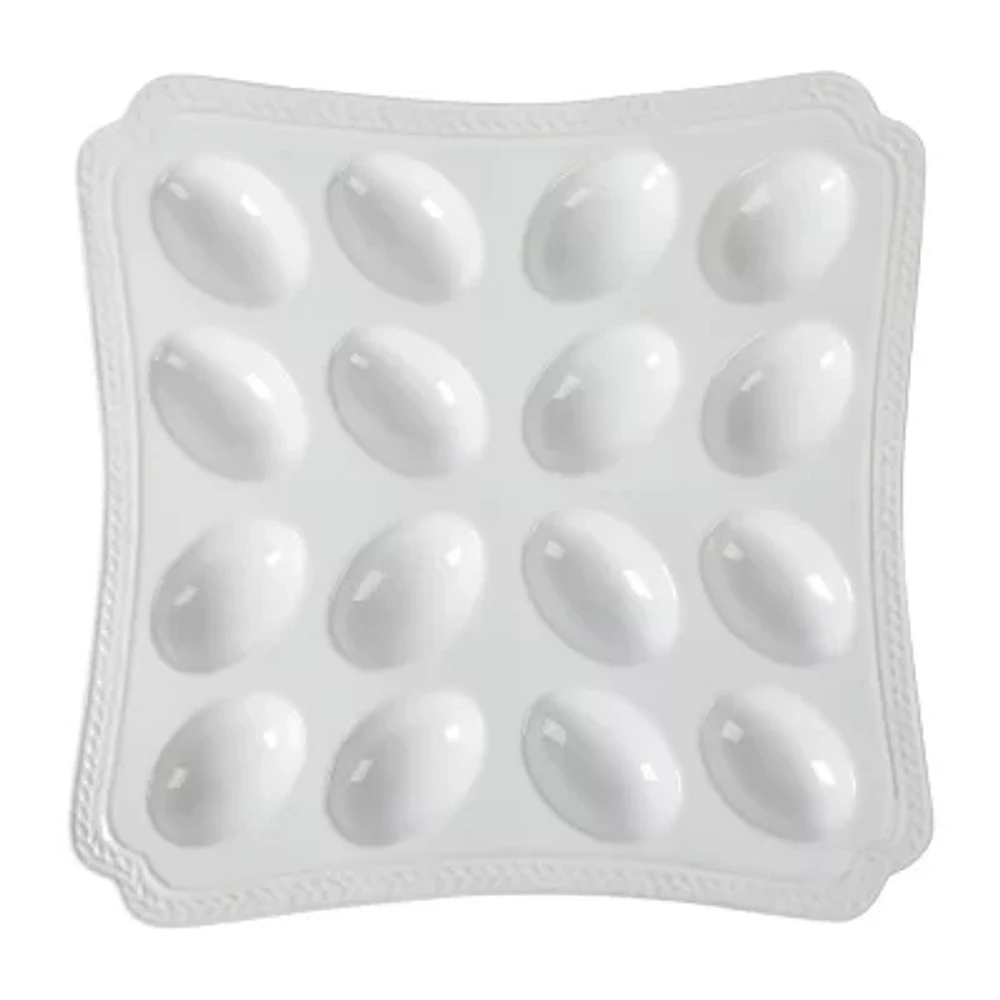 Martha Stewart Square Deviled Egg Stoneware Serving Plate