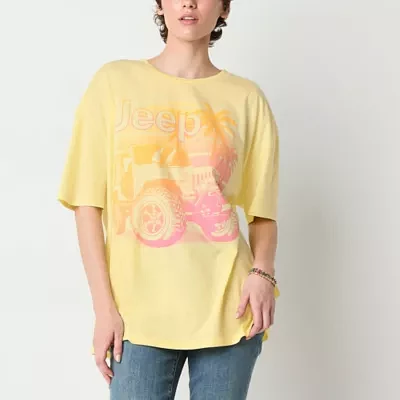 New World Juniors Jeep Summer Oversized Tee Womens Crew Neck Short Sleeve Graphic T-Shirt