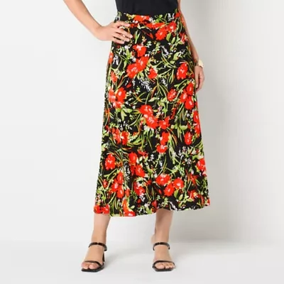 Black Label by Evan-Picone Knit Womens Mid Rise Maxi Skirt
