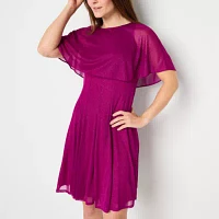 Danny & Nicole Womens Short Sleeve Fit + Flare Dress